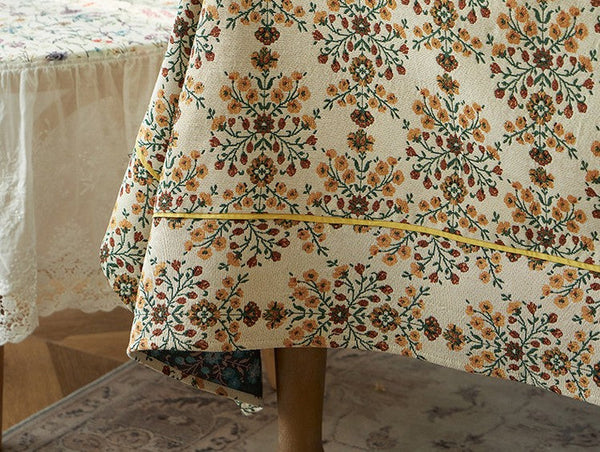 Spring Flower Pattern Tablecloth for Home Decoration, Extra Large Rectangle Tablecloth for Dining Room Table, Large Square Tablecloth for Round Table-Art Painting Canvas