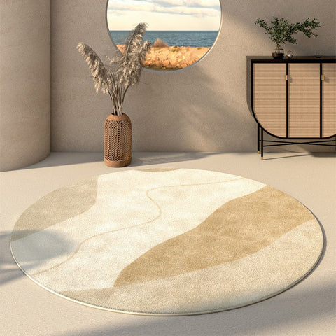 Contemporary Round Rugs Under Bed, Modern Round Carpets for Dining Room, Contemporary Round Rugs for Living Room, Hallway Floor Carpets-Art Painting Canvas