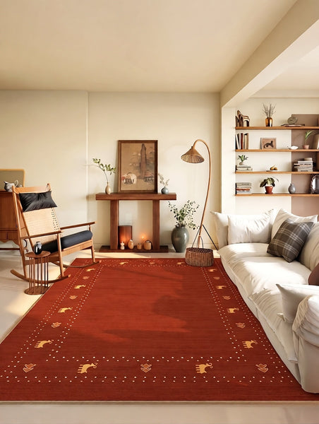 Modern Rugs for Dining Room, Red Mid Century Carpets Next to Bed, Contemporary Modern Rugs, Modern Rugs for Living Room