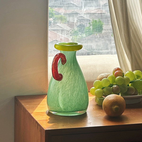 Small Flower Vase, Modern Glass Flower Vases, Handmade Glass Bud Vases, Water Holding Flower Vases, Flower Vases on Table-Art Painting Canvas