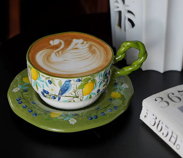 Ceramic Coffee Cups in Gift Box, British Afternoon Tea Cups Tea Cup and Saucer Set, Porcelain Tea Cup and Saucer Set-Art Painting Canvas
