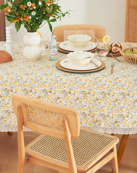 Dining Room Flower Table Cloths, Cotton Rectangular Table Covers for Kitchen, Farmhouse Table Cloth, Wedding Tablecloth, Square Tablecloth for Round Table-Art Painting Canvas