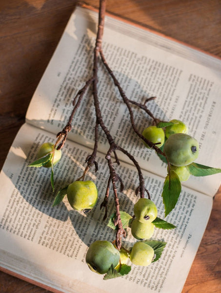 Green Apple Branch, Fruit Branch, Table Centerpiece, Beautiful Modern Flower Arrangement Ideas for Home Decoration, Simple Artificial Floral for Dining Room-Art Painting Canvas