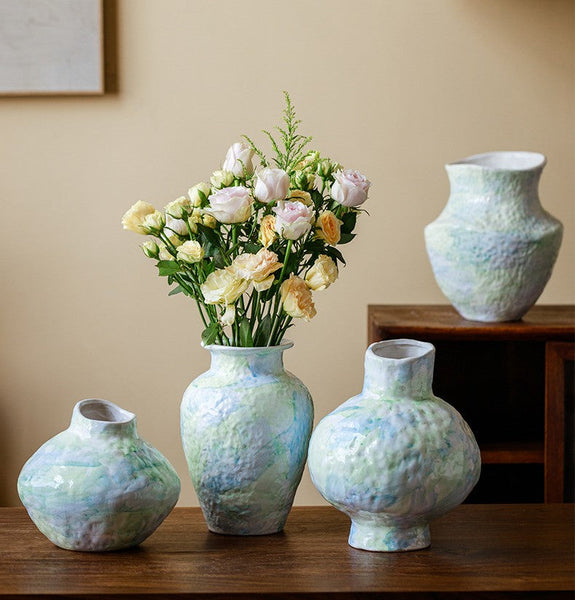 Modern Porcelain Flower Vases, Handmade Water Holding Flower Vases, Centerpiece on Dining Table, Ceramic Bouquet Vases, Flower Vases on Table-Art Painting Canvas
