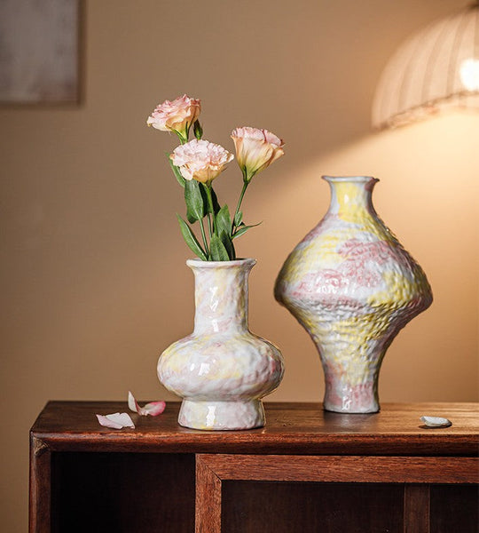 Handmade Water Holding Flower Vases, Modern Bouquet Flower Vases, Centerpiece on Dining Table, Large Flower Vase on Table, Pottery Flower Vases-Art Painting Canvas