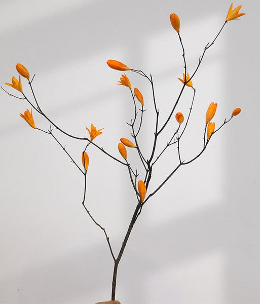 Magnolia Long Twigs, Natural Decorations, Dried Magnolia Branch, Flower Arrangement, Handmade Artificial Flower, Natural Dried Branches-Art Painting Canvas