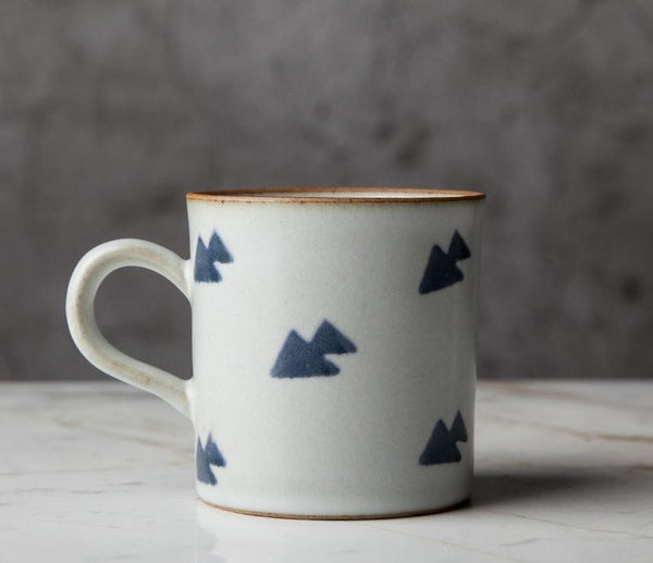 Pottery Tea Cup, Large Capacity Coffee Cup, 10 oz Cappuccino Coffee Mug, Handmade Pottery Coffee Cup-Art Painting Canvas