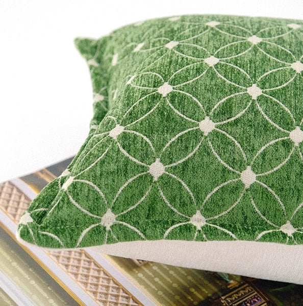 Large Green Pillows for Interior Design, Contemporary Modern Sofa Pillows, Luxury Square Modern Throw Pillows for Couch, Decorative Throw Pillows for Bedroom-Art Painting Canvas