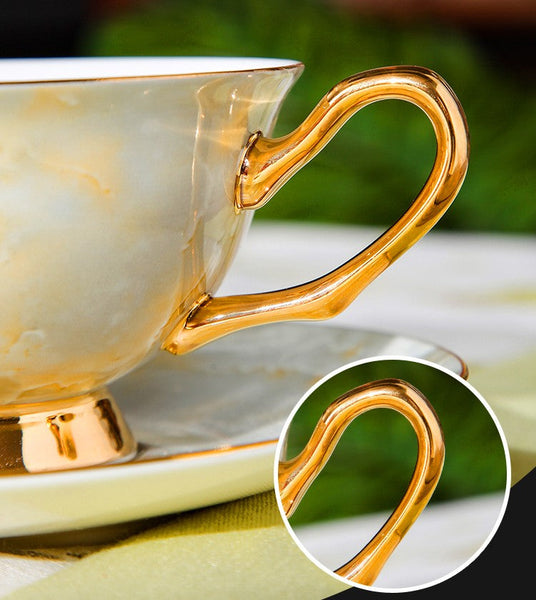 Elegant Ceramic Coffee Cups, 6.8 oz Tea Cup and Saucer in Gift Box as Birthday Gift, Beautiful British Tea Cups, Royal Porcelain Tea Cup Set-Art Painting Canvas