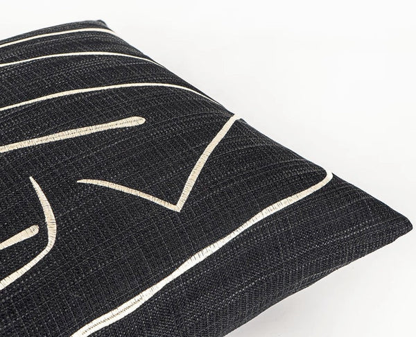 Geometric Square Modern Throw Pillows for Couch, Abstract Black Decorative Throw Pillows, Large Contemporary Throw Pillow for Interior Design-Art Painting Canvas