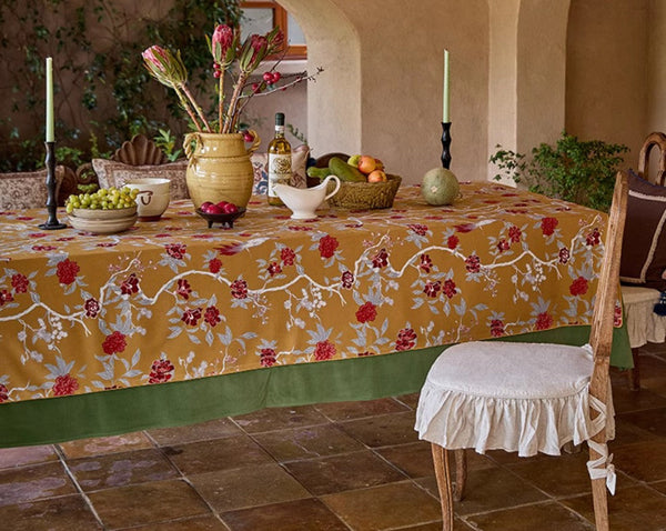 Farmhouse Table Cloth, Dining Room Flower Table Cloths, Large Square Tablecloth for Round Table, Extra Large Rectangular Table Covers for Kitchen-Art Painting Canvas