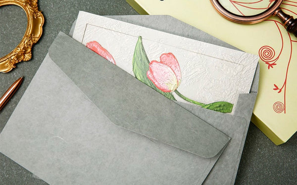 Creative Birthday Greeting Card, Tulip Flower Greeting Cards, Beautiful Greeting Cards to Friends, Original Handmade Greeting Cards-Art Painting Canvas