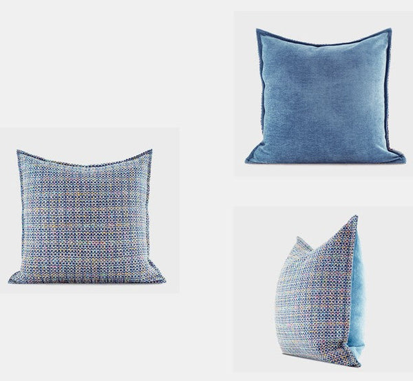 Modern Sofa Pillows, Large Abstract Blue Decorative Throw Pillows, Contemporary Square Modern Throw Pillows for Couch, Simple Throw Pillow for Interior Design-Art Painting Canvas