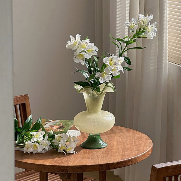 Bouquet Flower Vase, Vintage Glass Flower Vases, Water Holding Flower Vases, Glass Bud Vases, Handmade Flower Vases on Table-Art Painting Canvas