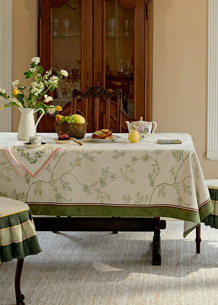 Spring Green Flower Table Covers, Large Modern Rectangle Tablecloth for Dining Table for Round Table, Farmhouse Table Cloth for Oval Table, Square Tablecloth for Kitchen-Art Painting Canvas