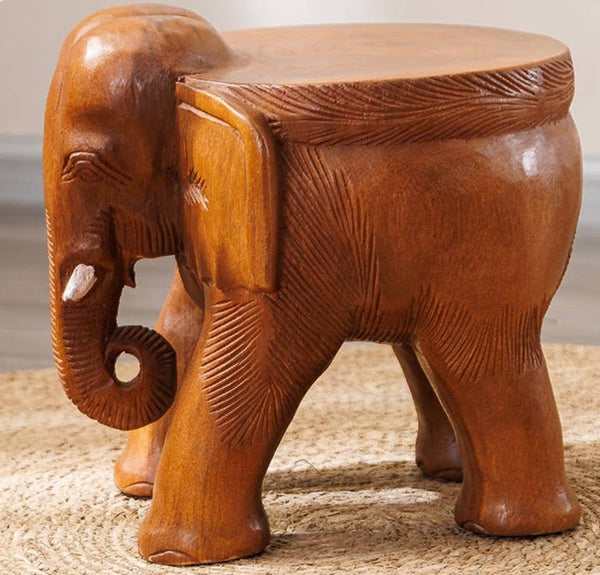 Dining Table Stool, Handmade Solid Wood low Stool, Elephant Wooden Stool, Elephant Sofa Stool, Creative Shoe-changing Stool-Art Painting Canvas