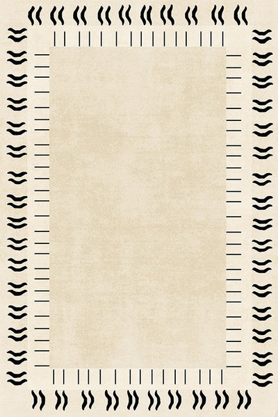 Unique Modern Rugs for Dining Room, Mid Century Modern Rugs Next to Bed, Thick Contemporary Rugs for Bedroom, Cream Modern Carpets for Living Room-Art Painting Canvas