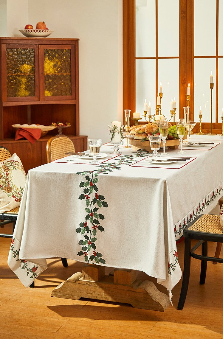 Modern Rectangle Tablecloth for Dining Room Table, Flower Pattern Tablecloth for Home Decoration, Square Tablecloth, Farmhouse Table Cloth, Christmas Tablecloth-Art Painting Canvas