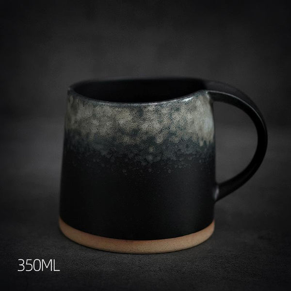 Black Pottery Coffee Cup, Ceramic Coffee Mug, Latte Coffee Cup, Handmade Coffee Cup, Large Tea Cup-Art Painting Canvas