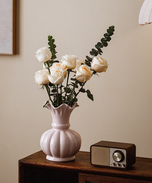 Handmade Water Holding Flower Vase, Ceramic Bud Vases, Small Flower Vases on Table, Rustic Porcelain Flower Vases-Art Painting Canvas