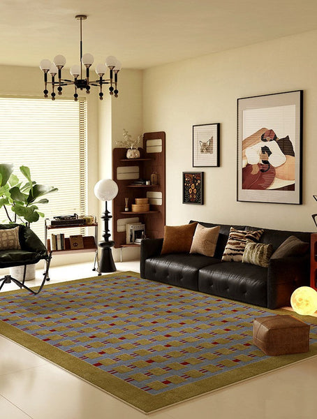 Mid Century Modern Rugs for Living Room, Vintage Area Rugs for Bedroom, Large Contemporary Area Rugs for Dining Room-Art Painting Canvas