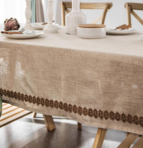 Large Rectangle Table Cover for Dining Room Table, Modern Table Cloth, Cotton and Linen Tablecloth for Home Decoration, Square Tablecloth for Round Table-Art Painting Canvas