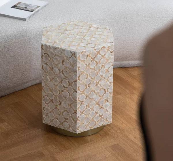 Portable Casual Side Table, Creative Coffee Table, Contemporary Small Sofa Side Table, Shell Small Side Table, Unique Small End Table-Art Painting Canvas