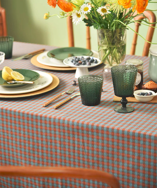 Cotton Chequer Rectangular Tablecloth for Kitchen, Rectangle Table Covers for Dining Room Table, Square Tablecloth for Coffee Table, Farmhouse Table Cloth-Art Painting Canvas