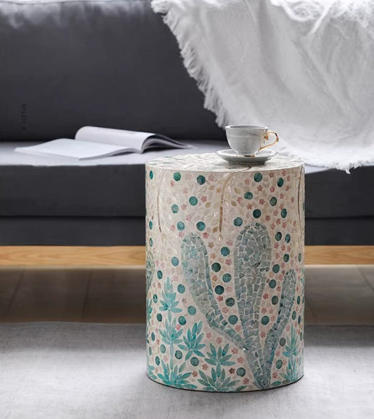 Contemporary Small Sofa Side Table, Portable Casual Side Table, Creative Coffee Table, Shell Small Side Table, Unique Small End Table-Art Painting Canvas