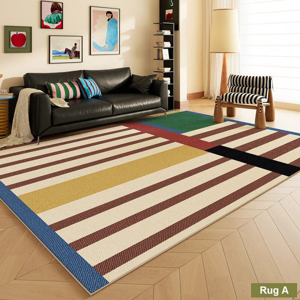 Colorful Absract Rugs for Living Room, Colorful Geometric Rugs for Dining Room, Mid Century Modern Rugs, Contemporary Modern Rugs for Bedroom-Art Painting Canvas