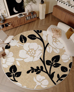 Bedroom Abstract Modern Area Rugs, Geometric Round Rugs for Dining Room, Circular Modern Rugs under Chairs, Contemporary Modern Rug for Living Room-Art Painting Canvas