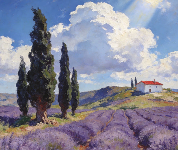 Landscape Oil Paintings, Lavender Fields in the Countryside, Small Oil Paintings on Wall, Original Artwork Small Wall Art, Hand Painted Canvas Art, Original Oil Paintings-Art Painting Canvas