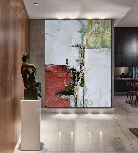 Contemporary Art Painting, Modern Paintings, Bedroom Acrylic Painting, Simple Painting Ideas, Living Room Wall Painting, Large Red Canvas Painting-Art Painting Canvas