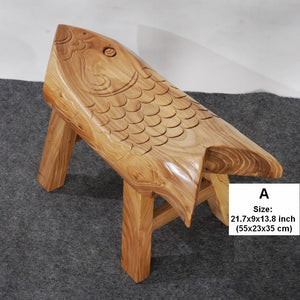 Handmade Solid Wood low Stool, Creative Shoe-changing Stool, Old Elm Wood Stool, Children's Wooden Stool, Sofa Stool, Dining Table Stool-Art Painting Canvas