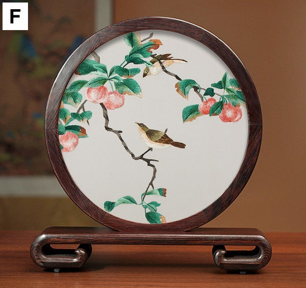 Beautiful Flower and Birds Silk Embroidery Ornaments, Traditional Chinese Suzhou Silk Embroidery, Exclusive Business Presents, Creative Birthday Gift, Premium Souvenir-Art Painting Canvas