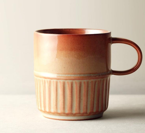 Handmade Ceramic Coffee Mug, Large Capacity Coffee Cup, Large Pottery Coffee Cup, Large Tea Cup-Art Painting Canvas