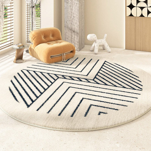 Contemporary Round Rugs for Dining Room, Abstract Round Rugs Next to Bedroom, Geometric Modern Rug Ideas under Coffee Table-Art Painting Canvas