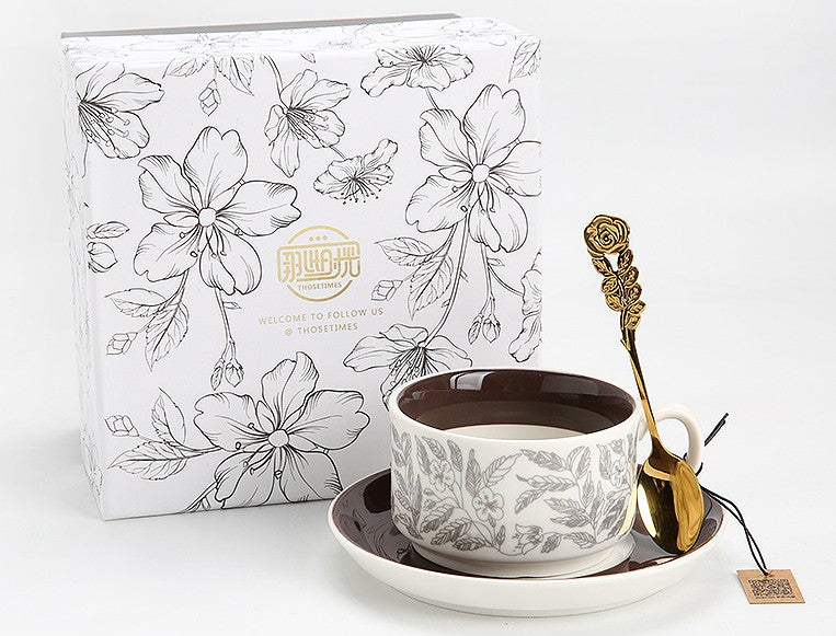 Vintage Bone China Porcelain Tea Cup Set, Unique British Tea Cup and Saucer in Gift Box, Royal Ceramic Cups, Elegant Ceramic Coffee Cups-Art Painting Canvas