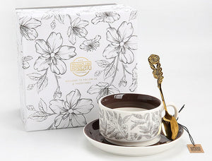 Vintage Bone China Porcelain Tea Cup Set, Unique British Tea Cup and Saucer in Gift Box, Royal Ceramic Cups, Elegant Ceramic Coffee Cups-Art Painting Canvas