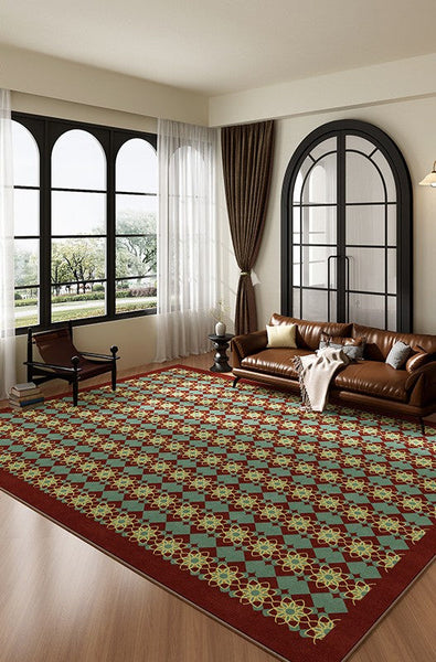 Mid Century Modern Rugs, Colorful Geometric Rugs for Dining Room, Minimalist Modern Rugs for Bedroom, Colorful Absract Rugs for Living Room-Art Painting Canvas