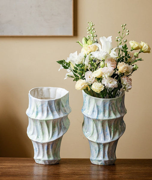Modern Porcelain Flower Vases, Handmade Water Holding Flower Vases, Centerpiece on Dining Table, Ceramic Bouquet Vases, Flower Vases on Table-Art Painting Canvas