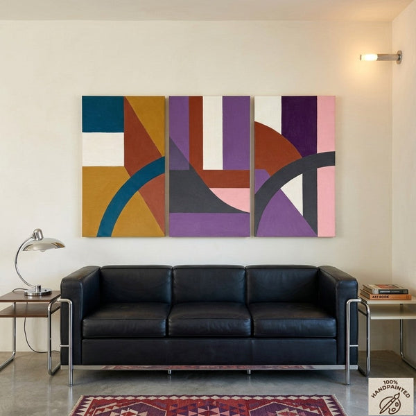 Large Abstract Paintings for Living Room, Multi Panel Canvas Art, Large Group Paintings, Geometric Abstract Paintings-Art Painting Canvas