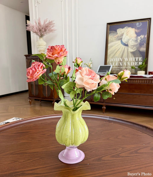 Modern Glass Vase for Flowers, Mid Century Glass Vases, Handmade Modern Vases for Living Room, Unique Decorative Glass Vase, Centerpiece Contemporary Vases on Table-Art Painting Canvas