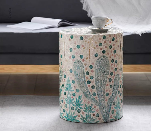 Contemporary Small Sofa Side Table, Portable Casual Side Table, Creative Coffee Table, Shell Small Side Table, Unique Small End Table-Art Painting Canvas