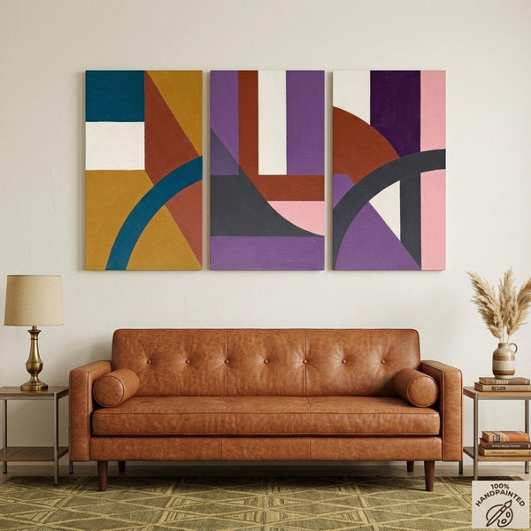 Large Abstract Paintings for Living Room, Multi Panel Canvas Art, Large Group Paintings, Geometric Abstract Paintings-Art Painting Canvas