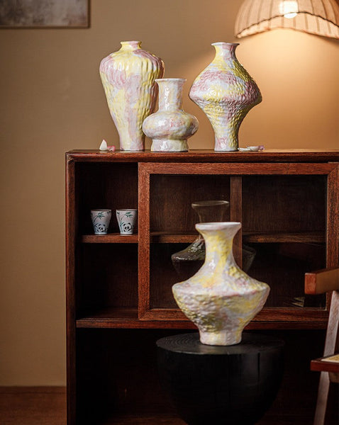 Modern Bouquet Flower Vases, Handmade Water Holding Flower Vases, Centerpiece on Dining Table, Large Flower Vase on Table, Pottery Flower Vases-Art Painting Canvas