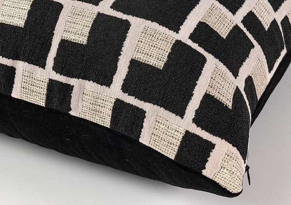 Black Chequer Modern Sofa Throw Pillows, Abstract Contemporary Throw Pillow for Living Room, Large Decorative Throw Pillows for Couch-Art Painting Canvas