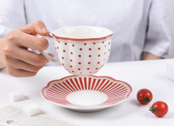 Creative Porcelain Tea Cup Saucer Set, Elegant Modern Ceramic Coffee Cups, Unique Porcelain Cup and Saucer, Afternoon British Tea Cups-Art Painting Canvas