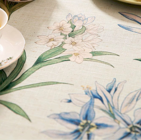Linen Farmhouse Table Cloth, Large Modern Rectangle Tablecloth Ideas for Dining Table, Square Linen Tablecloth for Round Dining Room Table-Art Painting Canvas