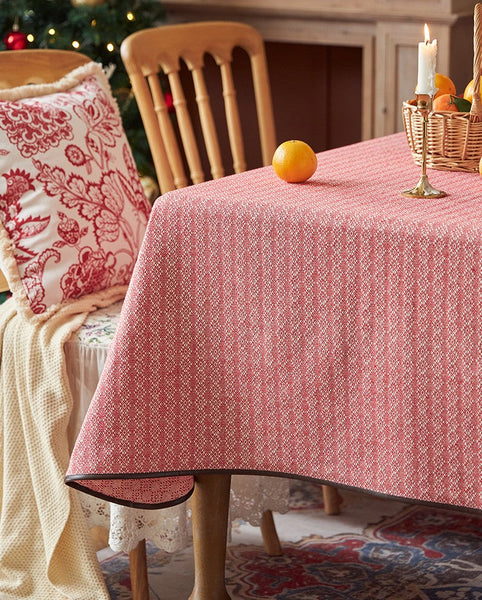 Simple Modern Rectangle Tablecloth for Dining Room Table, Knitted Plaid Embroidery Farmhouse Table Cloth, Square Tablecloth for Round Table-Art Painting Canvas
